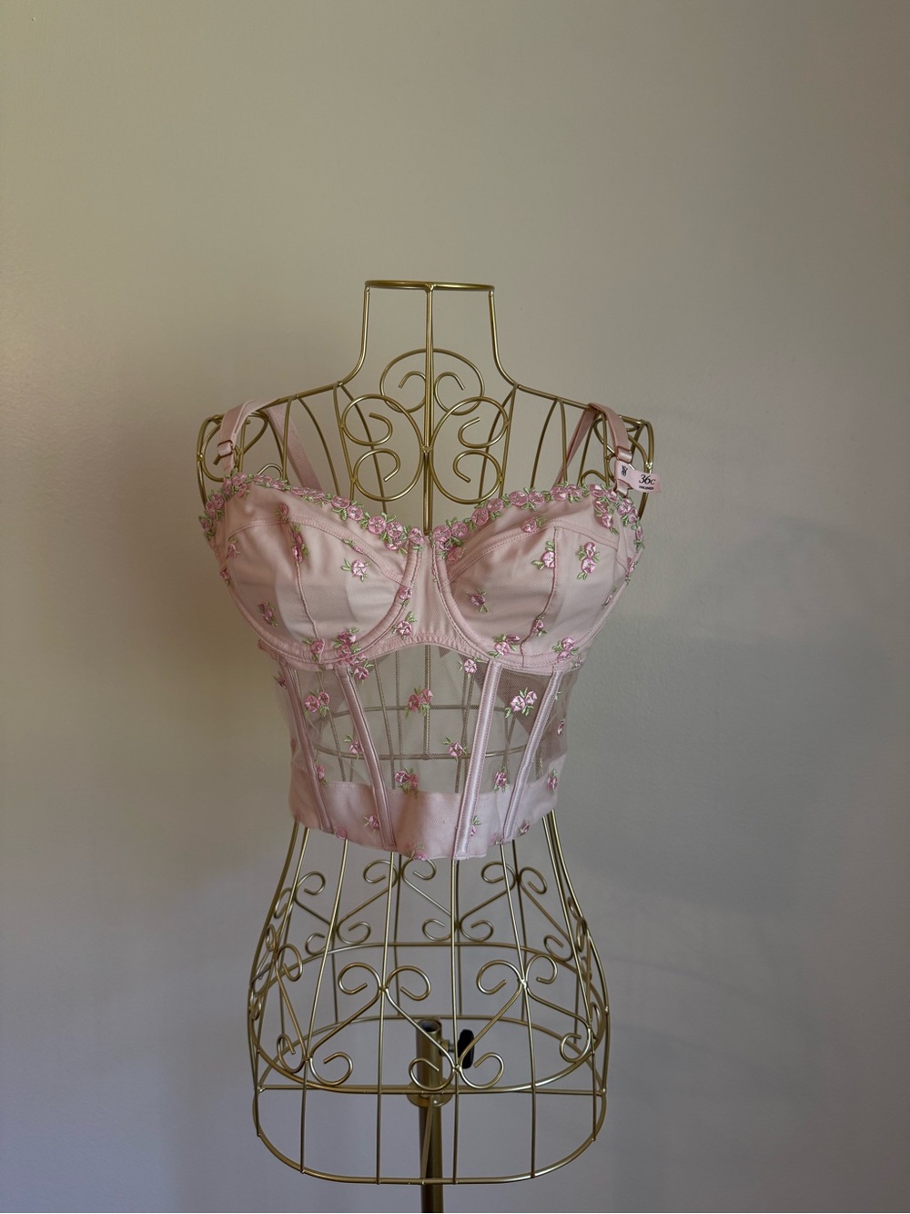 Victoria's Secret Light Pink Floral Embroidered Bustier